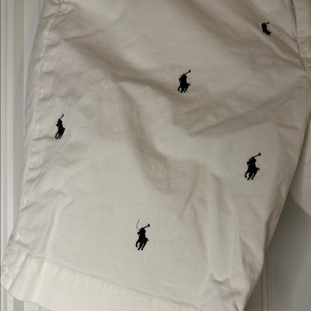 Polo by Ralph Lauren White Embroidered Polo Player Flat Front Shorts - Picture 6 of 14